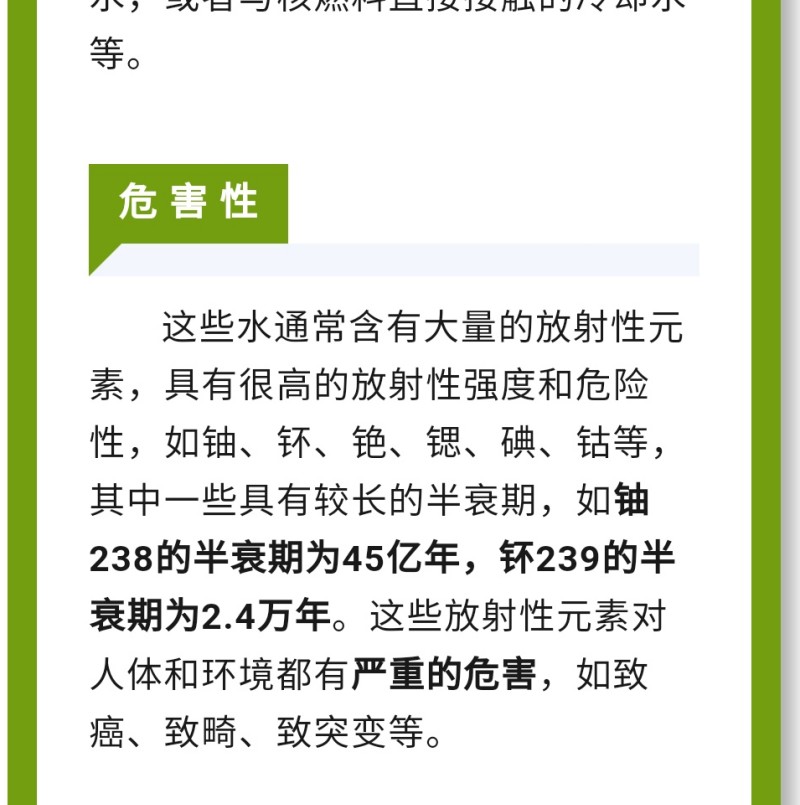 這些放射性元素對(duì)人體和環(huán)境都有嚴(yán)重的危害，如致癌、致畸、致突變等。如何檢測(cè)水中放射性物質(zhì)？